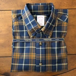 NWT! Brooks Brothers Madison Brushed Plaid Shirt